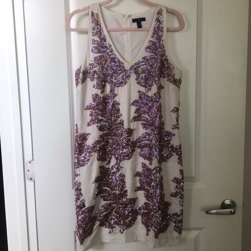 JCrew sequined linen shift dress
